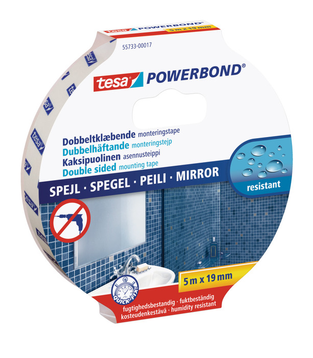 Tesa Powerbond Spejl monteringstape 19 mm x 5 meter
